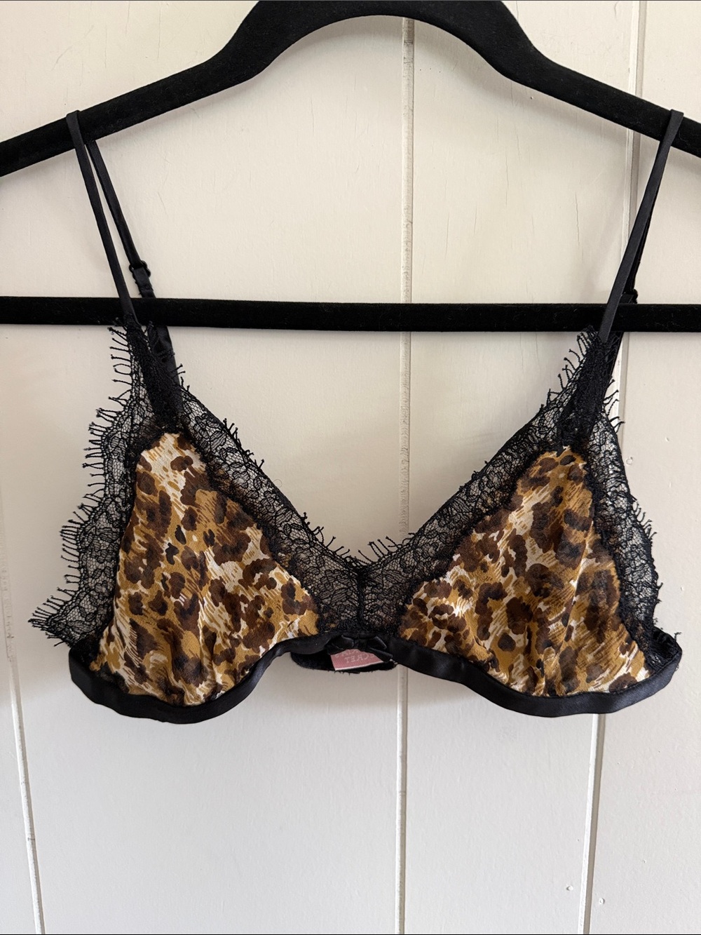 Vintage Silk Victoria's Secret Leopard Lace Bralette Small Y2K McBling 2000s